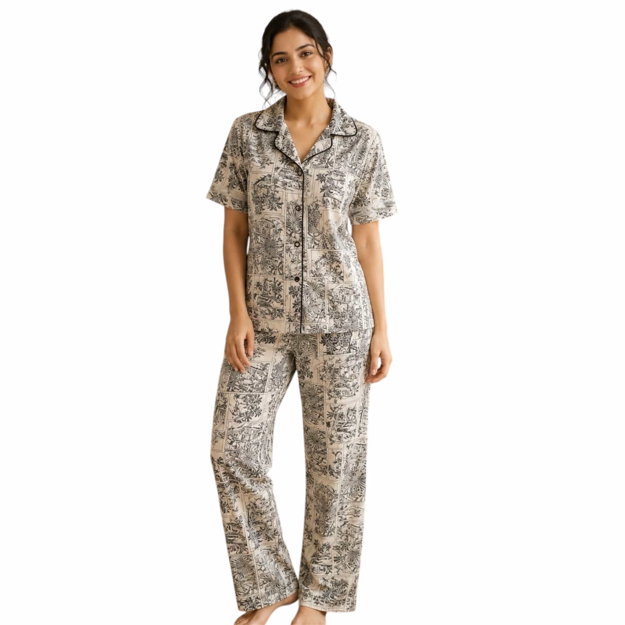 Teebuyclothing ELITE WOMENS SHIRT + PANT PYJAMA SET HISTORIC BEIGE ELITE WOMENS SHIRT + PANT PYJAMA SET HISTORIC BEIGE