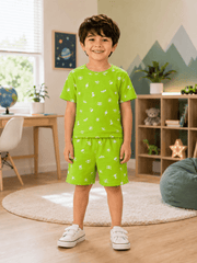 Teebuyindia kids wear ELITE KIDS UNISEX  SHORTSET-BRIGHT GREEN ELITE KIDS UNISEX  SHORTSET-BRIGHT GREEN
