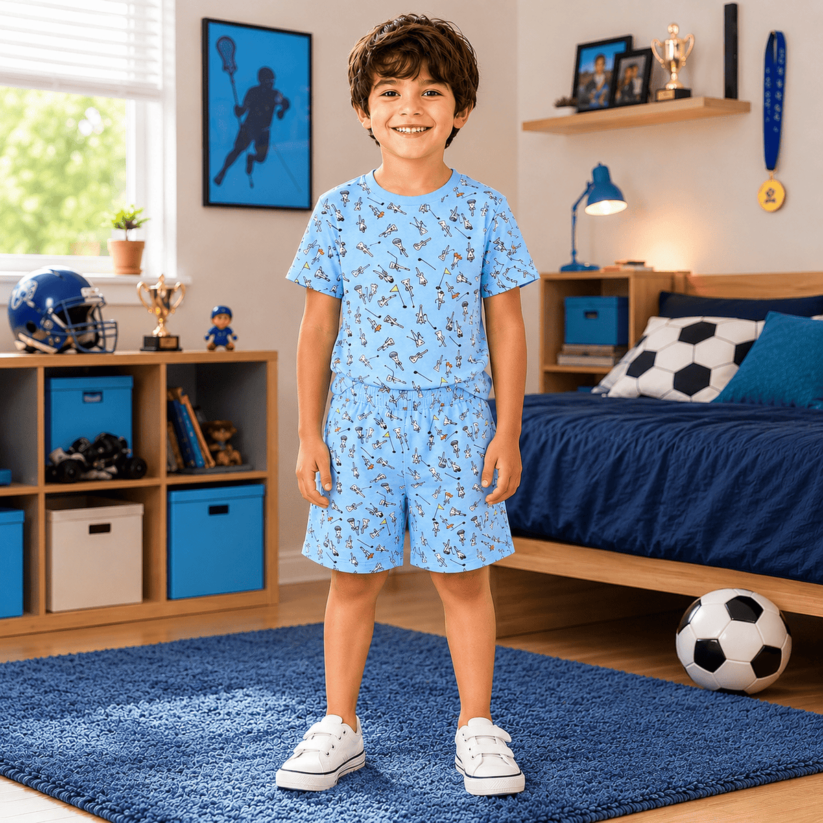 Teebuyindia kids wear ELITE KIDS UNISEX  SHORTSET-Lime COOL BLUE ELITE KIDS UNISEX  SHORTSET-Lime COOL BLUE