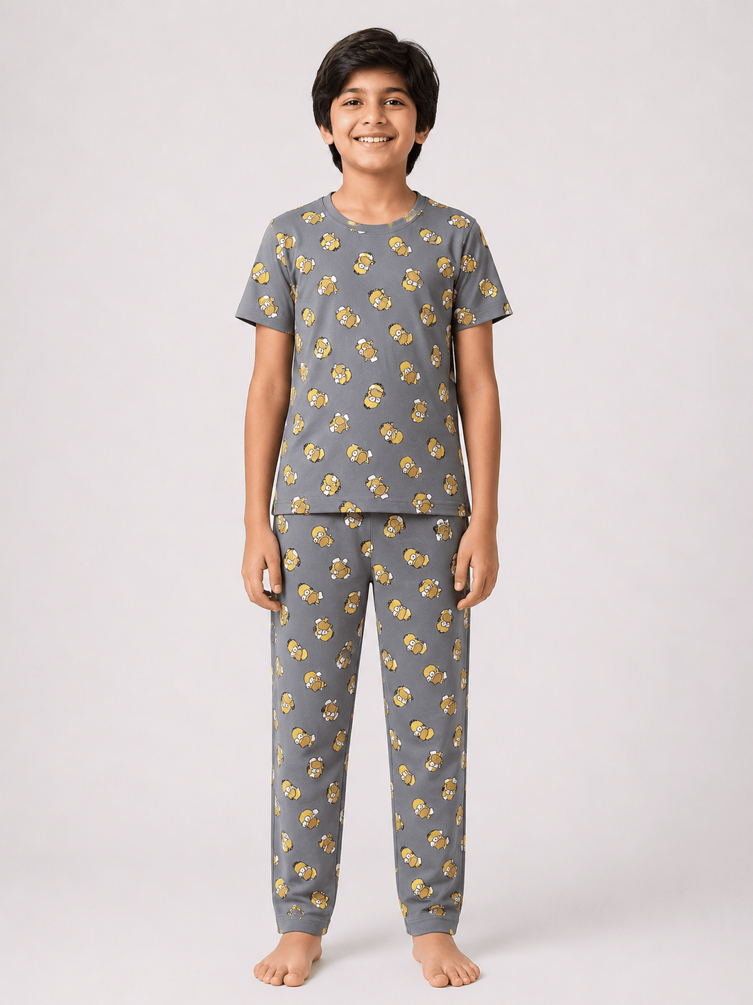 Teebuyindia kids wear Elite Kids unisex TSHIRT+PANT SET GREY POP DUCK SET Elite Kids unisex TSHIRT+PANT SET GREY POP DUCK SET