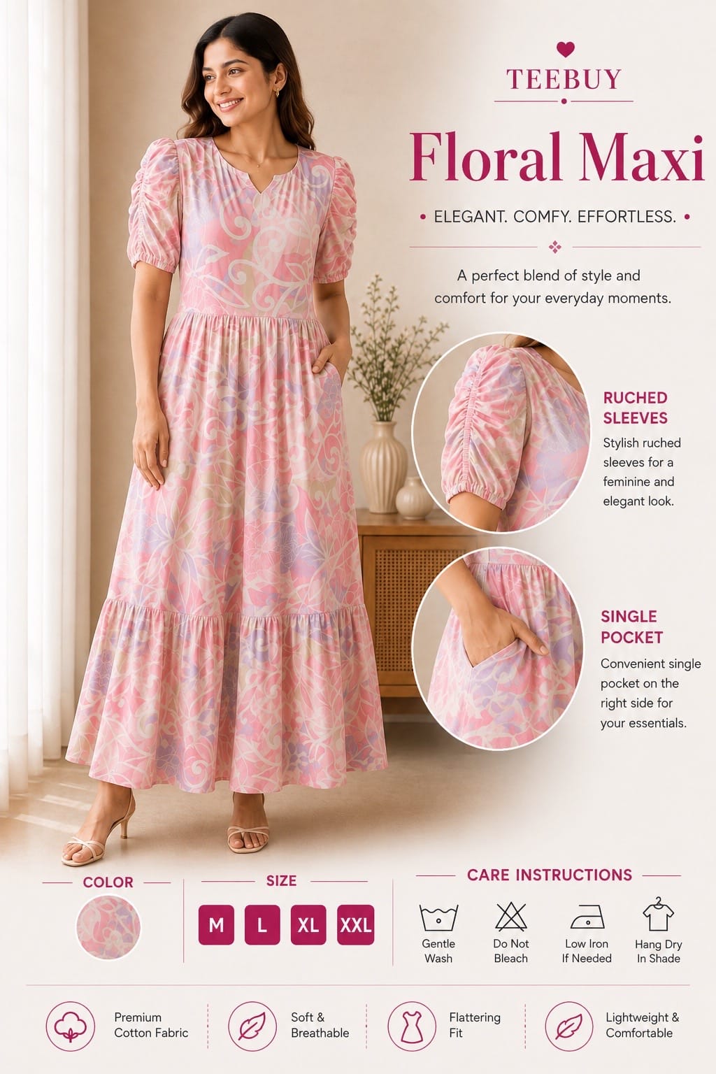 Teebuyclothing Teebuy Fancy Maxi Baby Pink Teebuy Fancy Maxi Baby Pink