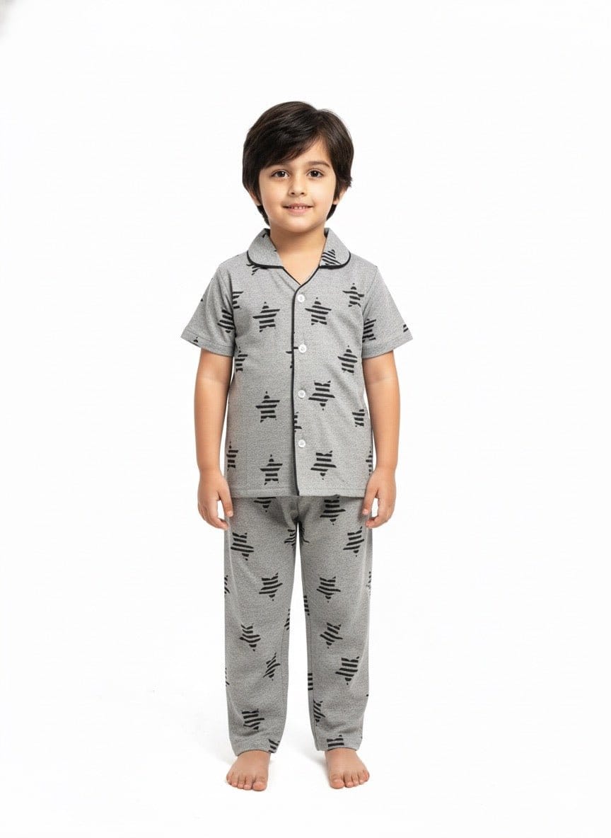 Teebuyindia kids wear ELITE  KIDS UNISEX SHIRT SET GREY STAR ELITE  KIDS UNISEX SHIRT SET GREY STAR