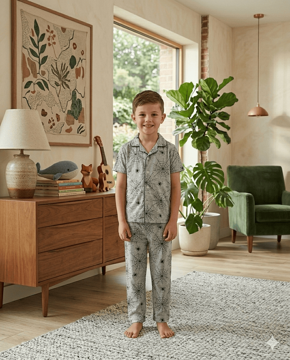 Teebuyindia kids wear ELITE  KIDS UNISEX SHIRT SET GREY WEB ELITE  KIDS UNISEX SHIRT SET GREY WEB