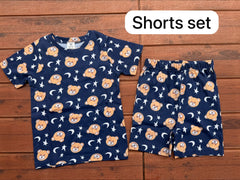 Kids Unisex Short Set  Night Teddy print
