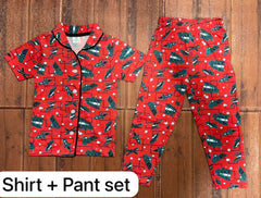 KIDS UNISEX SHIRT SET FIRE TRUCK PRINT