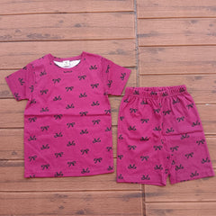 Kids Unisex Short Set  Bow print
