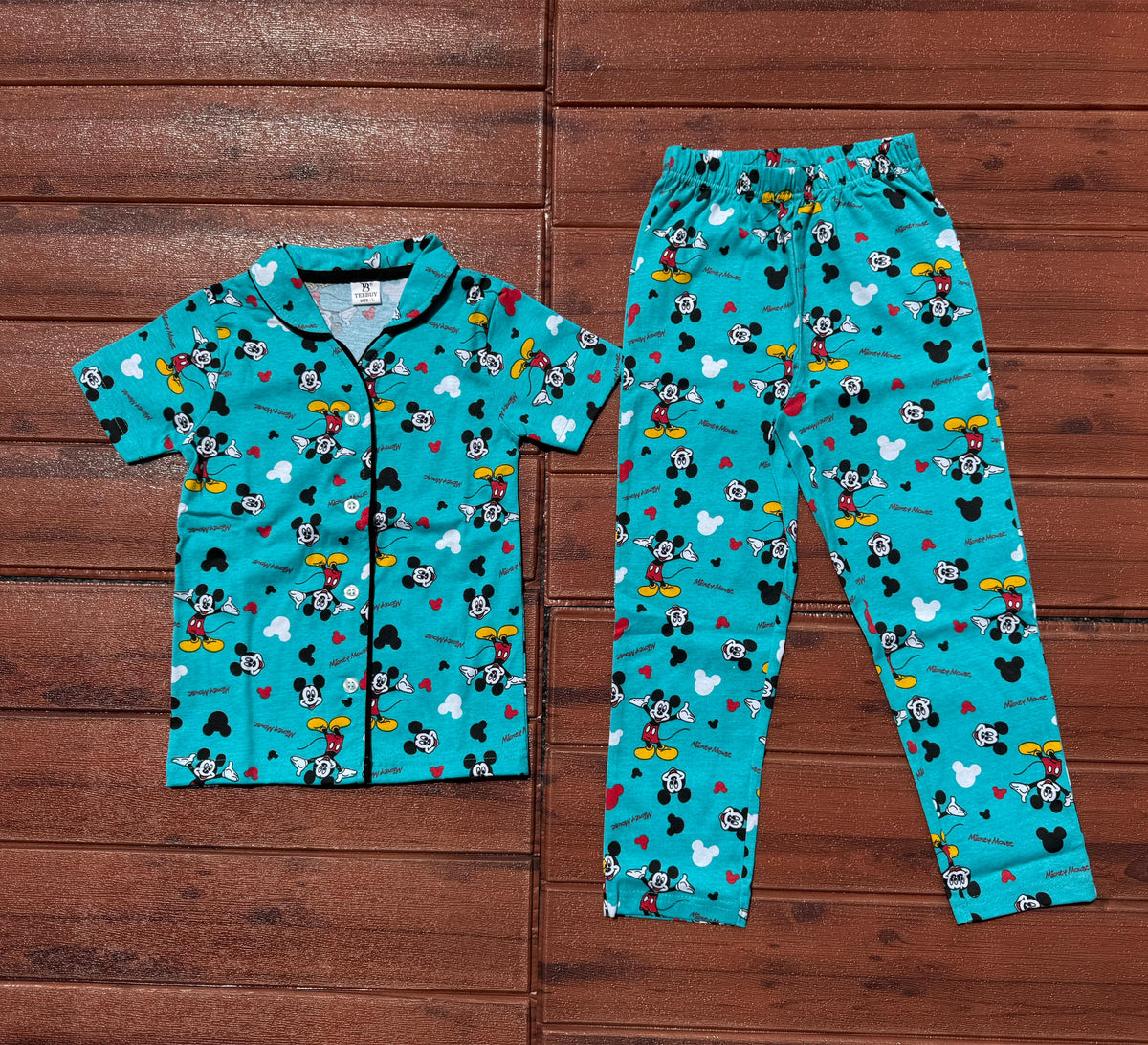 KIDS UNISEX SHIRT SET AQUA BLUE MICKEY