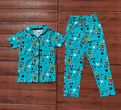 KIDS UNISEX SHIRT SET AQUA BLUE MICKEY