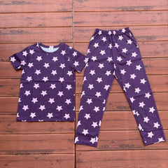 Kids unisex TSHIRT+PANT VOILET STAR
