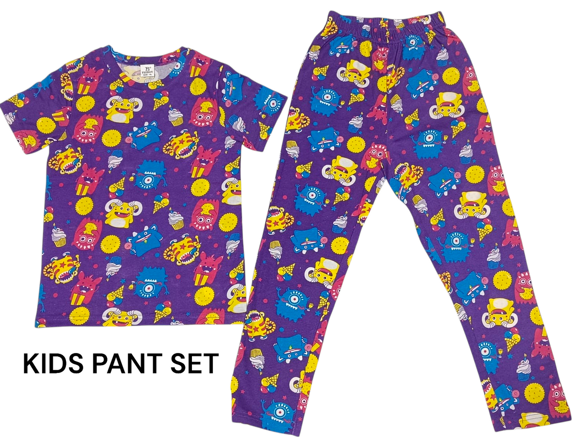 Kids Unisex T-Shirt Pant Set PURPLE
