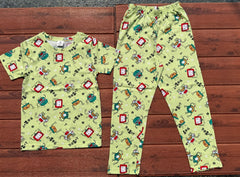 Kids Unisex T-Shirt Pant Set Green ROBOT