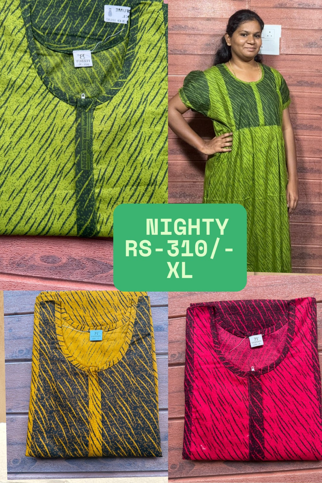 CHUDI NIGHTY WITH SIDE POCKET GREEN