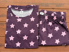 WOMENS PYAJAM SET WITH SIDE POCKET VOILET STAR