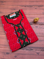FROCK NIGHTY RED  DOUBLE  PRINT (FULL LENGTH)