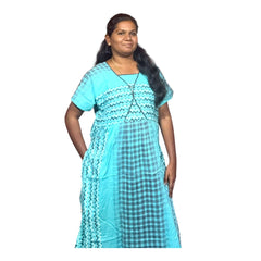 FROCK NIGHTY AQUA BLUE LINES PRINT(FULL LENGTH)