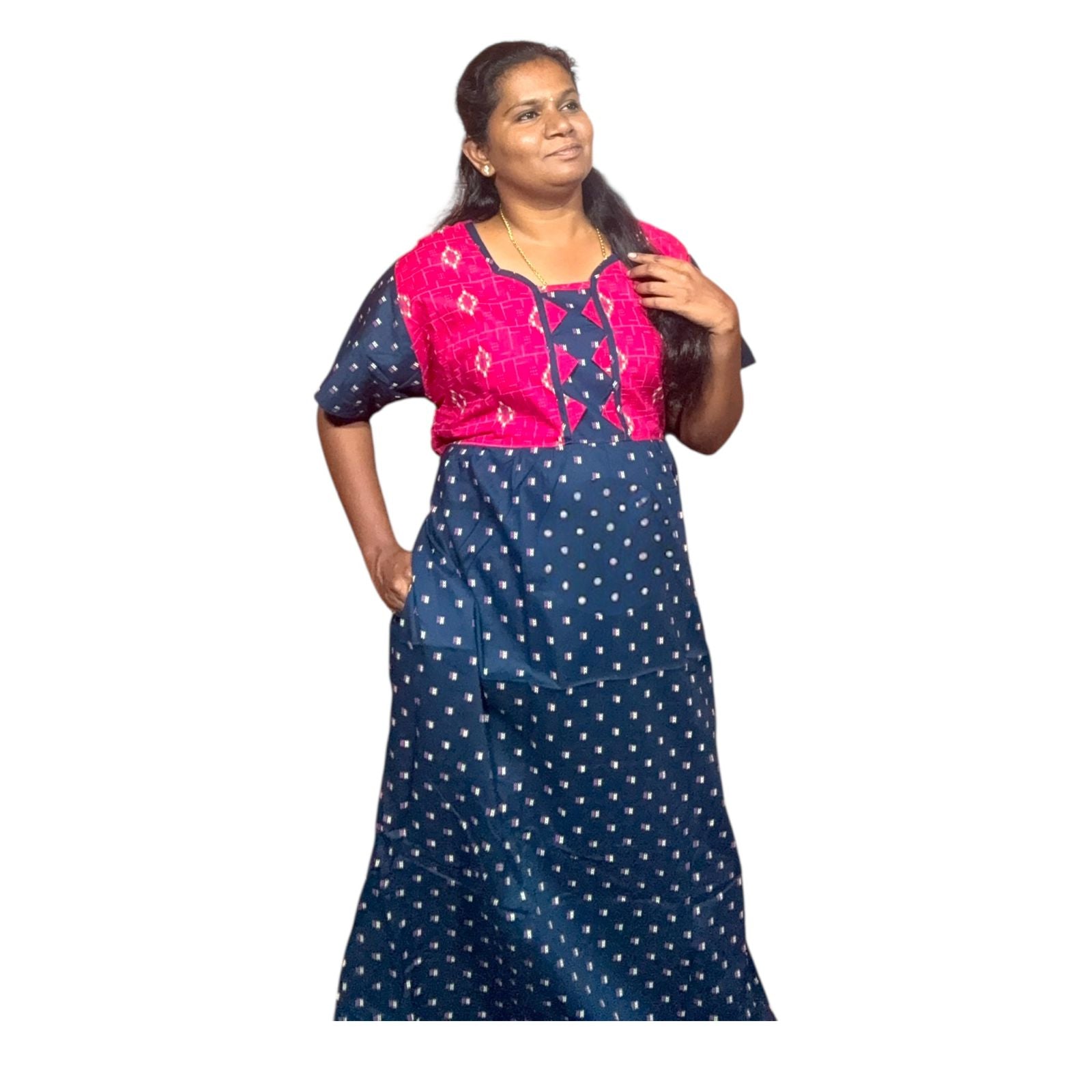 FROCK NIGHTY RED  DOUBLE  PRINT (FULL LENGTH)