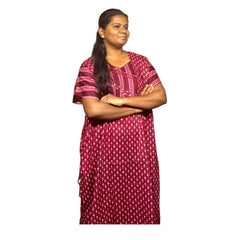 FROCK NIGHTY MEROON   PRINT (FULL LENGTH)