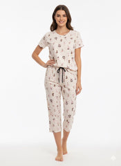 ELITE WOMENS 3/4TH PYJAMA SET PEACH PRINCESS