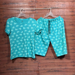 ELITE WOMENS 3/4TH PYJAMA SET GREEN HEART