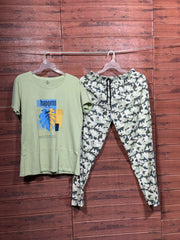 ELITE WOMENS PYJAMA SET WITH FULL PANT GREEN HAPPENS
