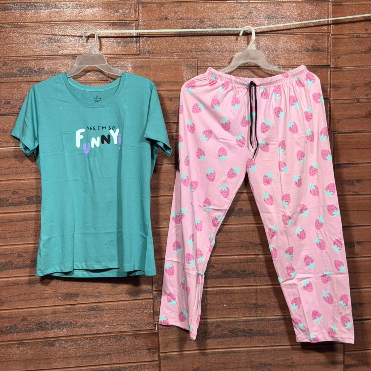 ELITE WOMENS PYJAMA SET WITH FULL PANT RAMA GREEN