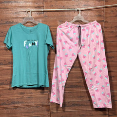ELITE WOMENS PYJAMA SET WITH FULL PANT RAMA GREEN