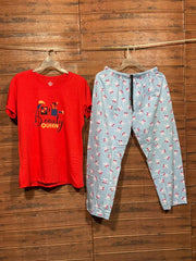ELITE WOMENS PYJAMA SET WITH FULL PANT RED