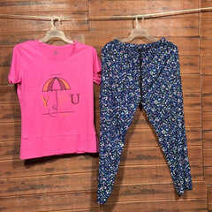 ELITE WOMENS PYJAMA SET WITH FULL PANT PINK Umbrella