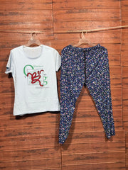 ELITE WOMENS PYJAMA SET WITH FULL PANT  BLUE