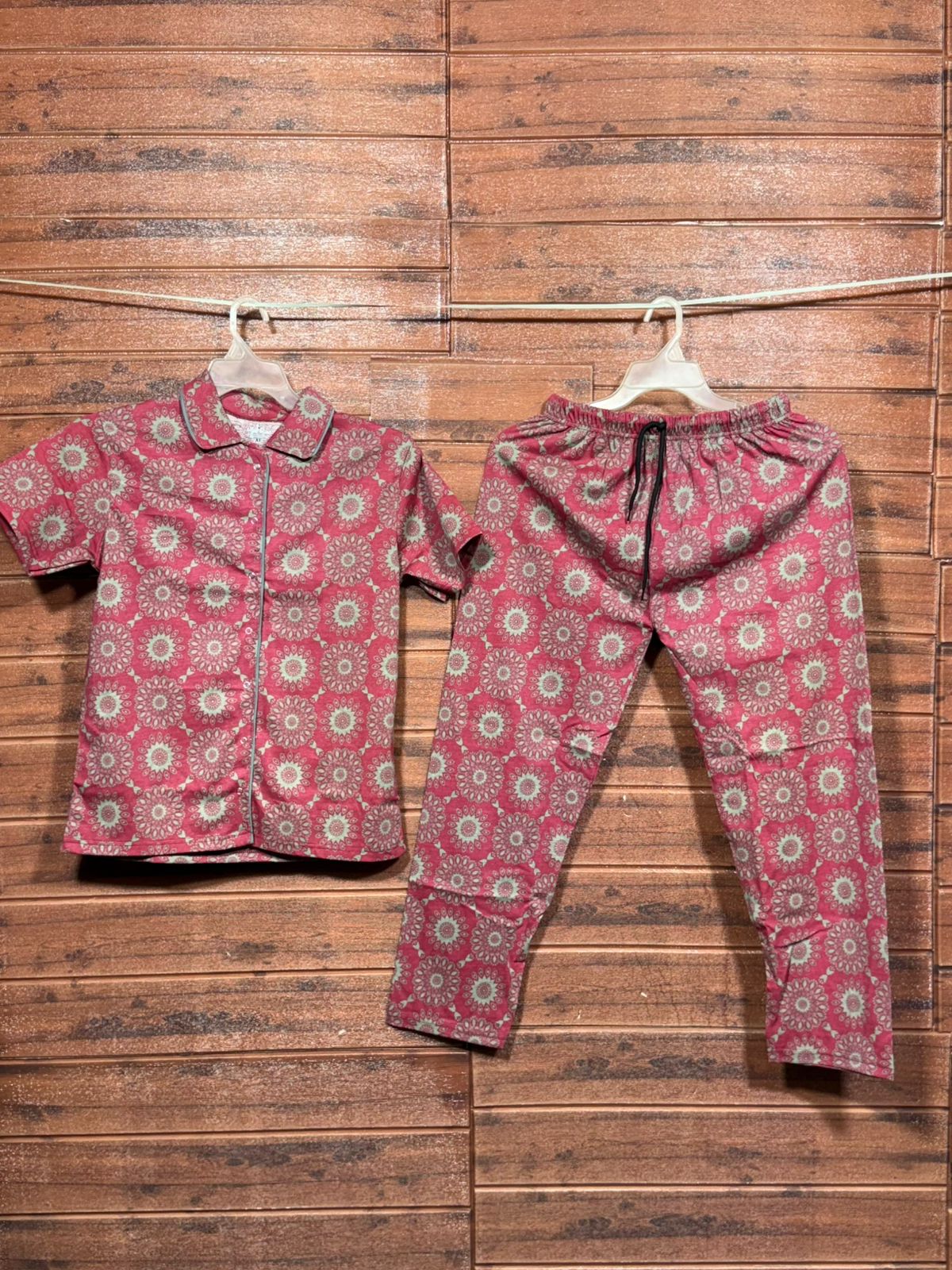 Shirt with pant pyjama meroon floral