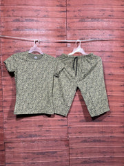 TShirt with 3/4th pant pyjama Olive green