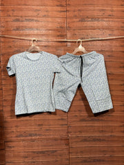 TShirt with 3/4th pant pyjama Blue