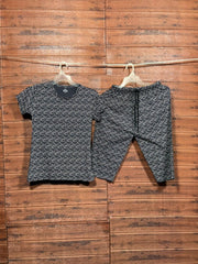 TShirt with 3/4th pant pyjama Black