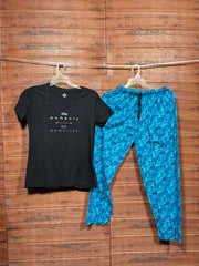 ELITE WOMENS PYJAMA SET WITH FULL PANT Black