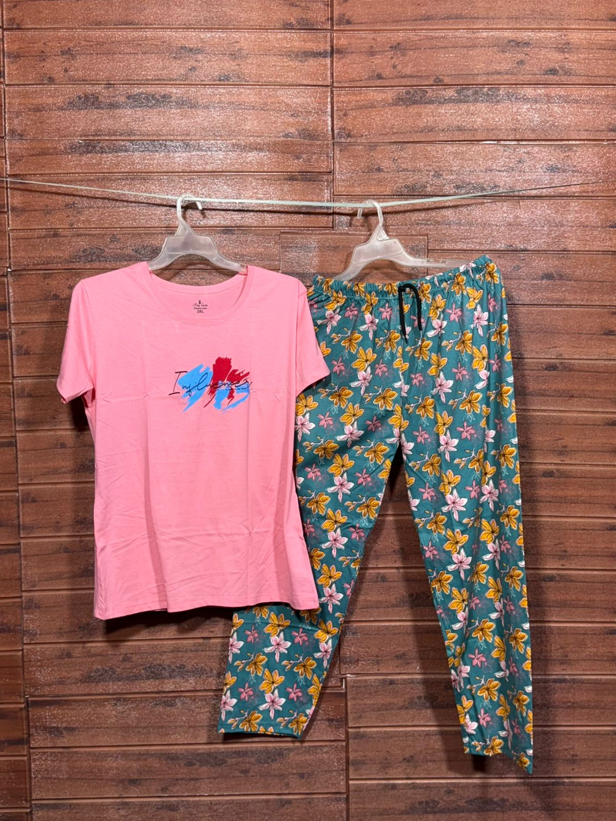 ELITE WOMENS PYJAMA SET WITH FULL PANT Neon Pink