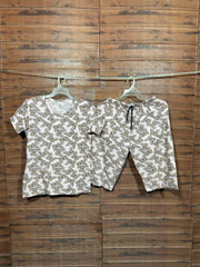TShirt with 3/4th pant pyjama  Butterfly pink