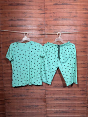 TShirt with 3/4th pant pyjama Green Dot