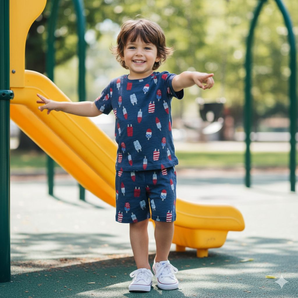 ELITE KIDS UNISEX  SHORTSET-NAVY DOUBLE ICE