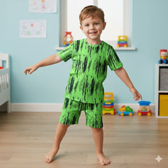Teebuyindia kids wear ELITE KIDS UNISEX  SHORTSET-GREEN FOREST ELITE KIDS UNISEX  SHORTSET-GREEN FOREST